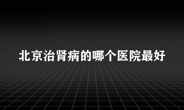 北京治肾病的哪个医院最好