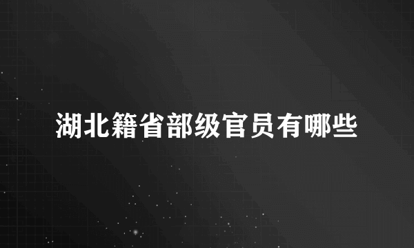 湖北籍省部级官员有哪些