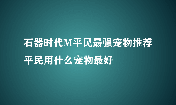 石器时代M平民最强宠物推荐 平民用什么宠物最好