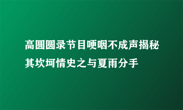 高圆圆录节目哽咽不成声揭秘其坎坷情史之与夏雨分手