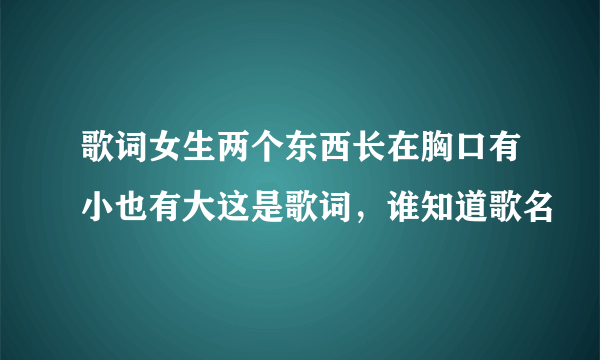 歌词女生两个东西长在胸口有小也有大这是歌词，谁知道歌名