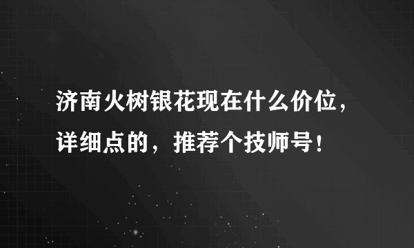 济南火树银花现在什么价位，详细点的，推荐个技师号！