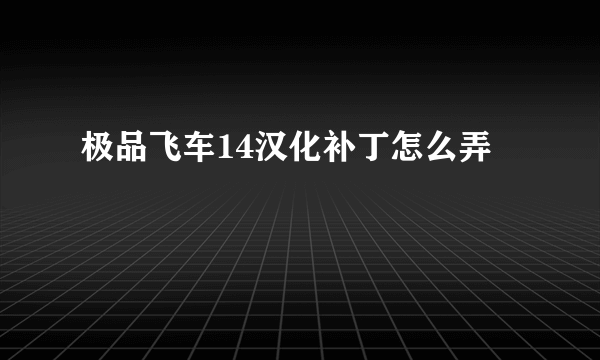 极品飞车14汉化补丁怎么弄