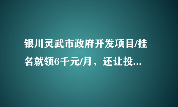 银川灵武市政府开发项目/挂名就领6千元/月，还让投资买车？才丢了一周就发6200元，咋回事？传销手段