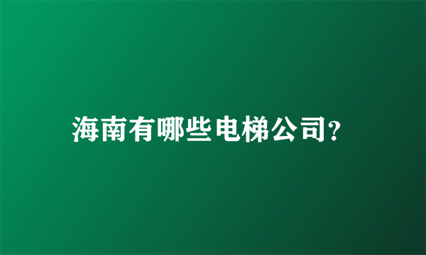 海南有哪些电梯公司？