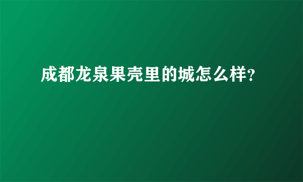 成都龙泉果壳里的城怎么样？