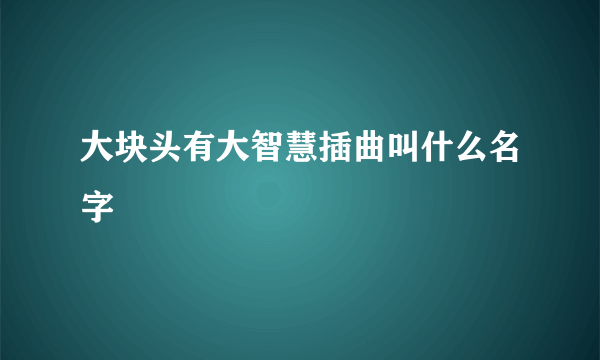 大块头有大智慧插曲叫什么名字