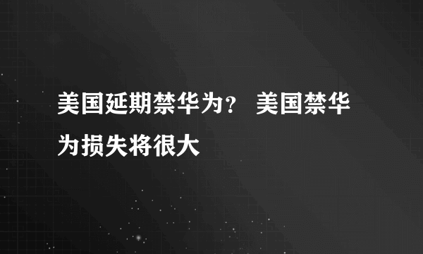 美国延期禁华为？ 美国禁华为损失将很大