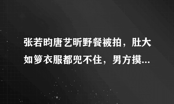 张若昀唐艺昕野餐被拍，肚大如箩衣服都兜不住，男方摸肚宠爱满分