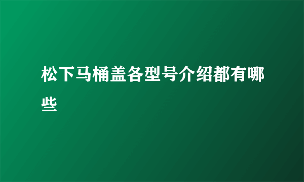 松下马桶盖各型号介绍都有哪些