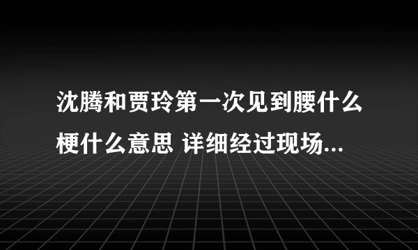 沈腾和贾玲第一次见到腰什么梗什么意思 详细经过现场图太逗了