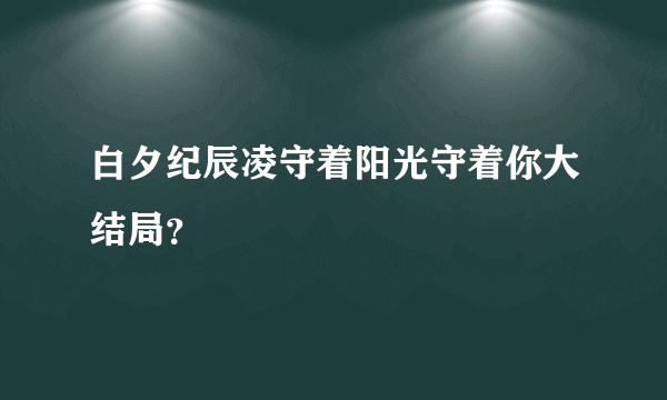 白夕纪辰凌守着阳光守着你大结局？