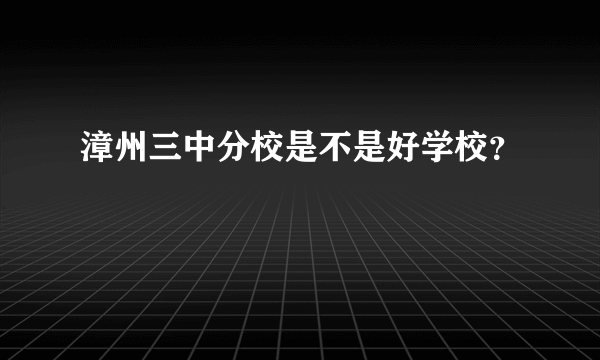 漳州三中分校是不是好学校？