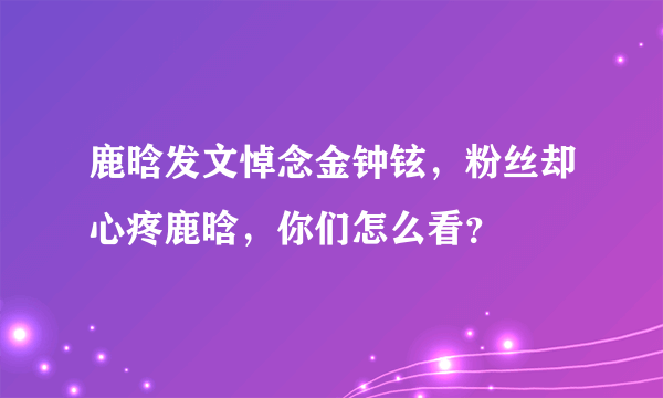 鹿晗发文悼念金钟铉，粉丝却心疼鹿晗，你们怎么看？