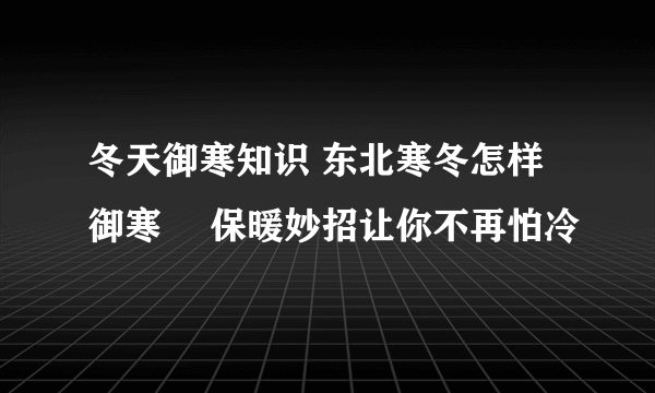 冬天御寒知识 东北寒冬怎样御寒	 保暖妙招让你不再怕冷