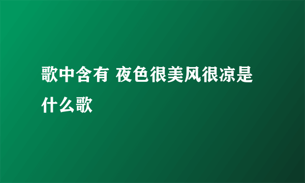 歌中含有 夜色很美风很凉是什么歌