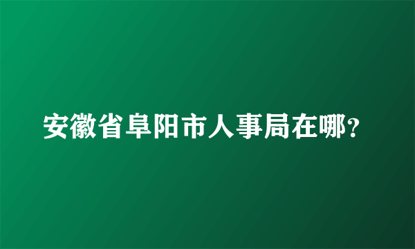 安徽省阜阳市人事局在哪？