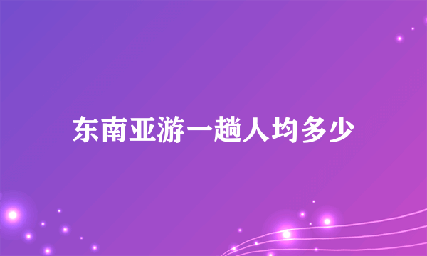 东南亚游一趟人均多少