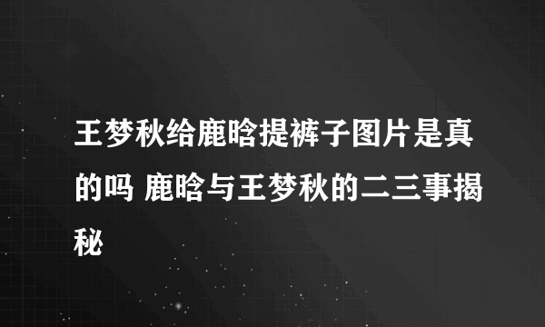 王梦秋给鹿晗提裤子图片是真的吗 鹿晗与王梦秋的二三事揭秘