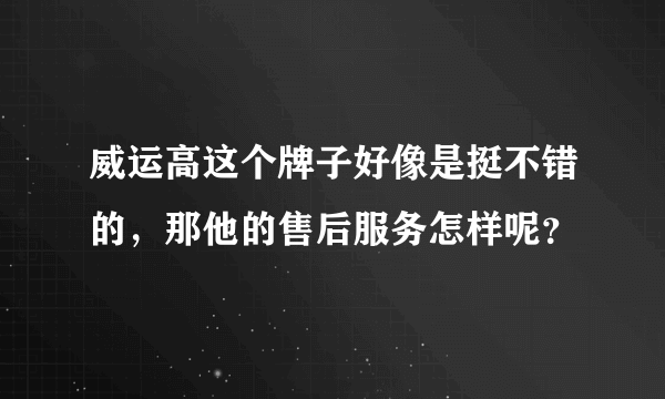 威运高这个牌子好像是挺不错的，那他的售后服务怎样呢？