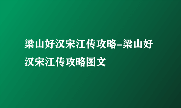 梁山好汉宋江传攻略-梁山好汉宋江传攻略图文