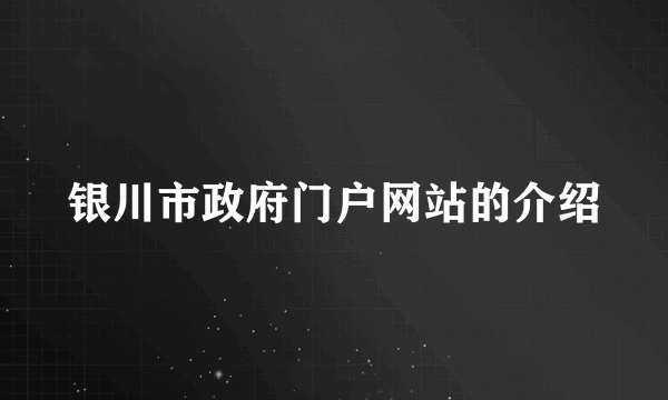 银川市政府门户网站的介绍