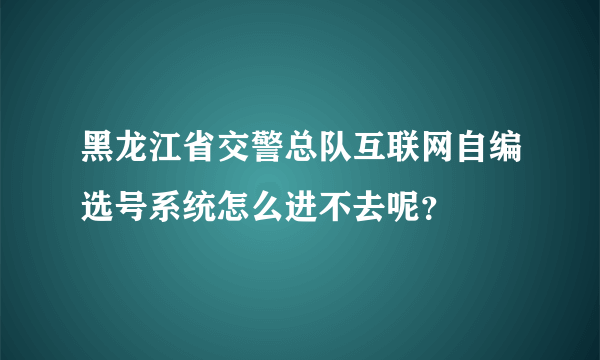 黑龙江省交警总队互联网自编选号系统怎么进不去呢？