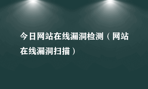 今日网站在线漏洞检测（网站在线漏洞扫描）