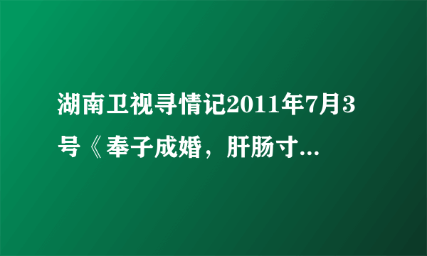 湖南卫视寻情记2011年7月3号《奉子成婚，肝肠寸断的爱能走多远》有没有连接网站的？