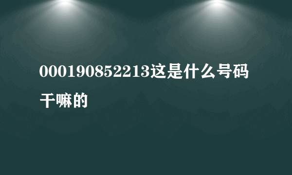 000190852213这是什么号码干嘛的