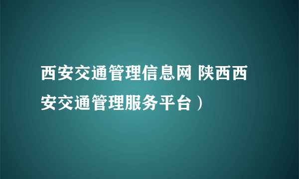 西安交通管理信息网 陕西西安交通管理服务平台）