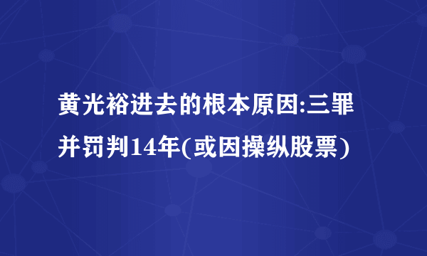 黄光裕进去的根本原因:三罪并罚判14年(或因操纵股票)