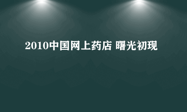 2010中国网上药店 曙光初现