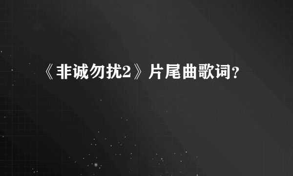 《非诚勿扰2》片尾曲歌词？