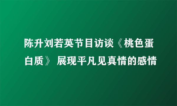 陈升刘若英节目访谈《桃色蛋白质》 展现平凡见真情的感情