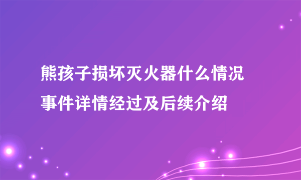 熊孩子损坏灭火器什么情况 事件详情经过及后续介绍