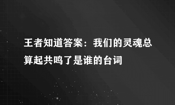 王者知道答案：我们的灵魂总算起共鸣了是谁的台词