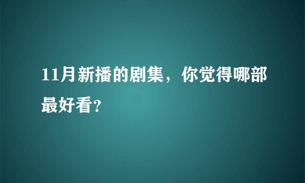 11月新播的剧集，你觉得哪部最好看？