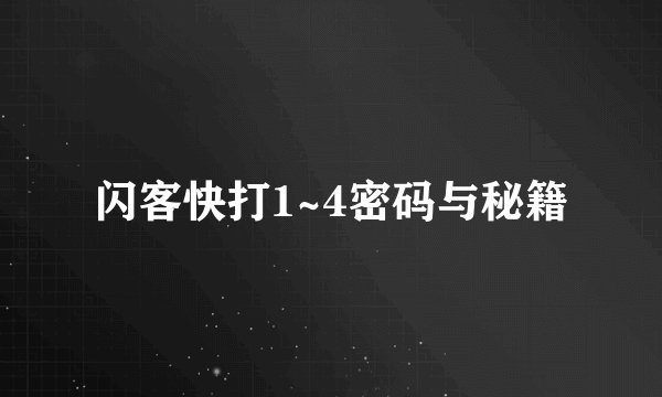 闪客快打1~4密码与秘籍