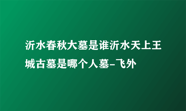 沂水春秋大墓是谁沂水天上王城古墓是哪个人墓-飞外