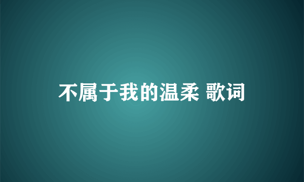 不属于我的温柔 歌词