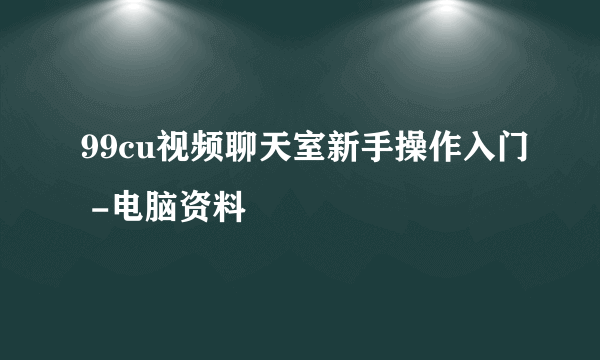 99cu视频聊天室新手操作入门 -电脑资料