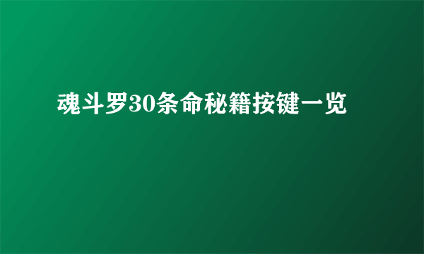 魂斗罗30条命秘籍按键一览