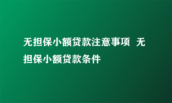 无担保小额贷款注意事项  无担保小额贷款条件