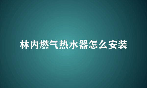 林内燃气热水器怎么安装