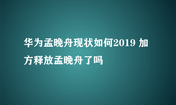 华为孟晚舟现状如何2019 加方释放孟晚舟了吗