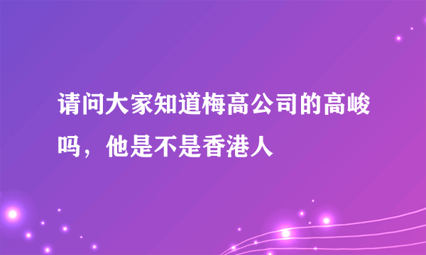 请问大家知道梅高公司的高峻吗，他是不是香港人