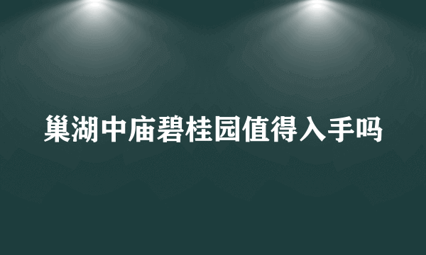 巢湖中庙碧桂园值得入手吗