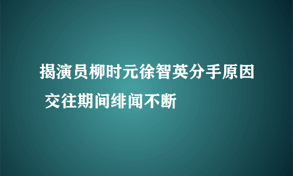 揭演员柳时元徐智英分手原因 交往期间绯闻不断