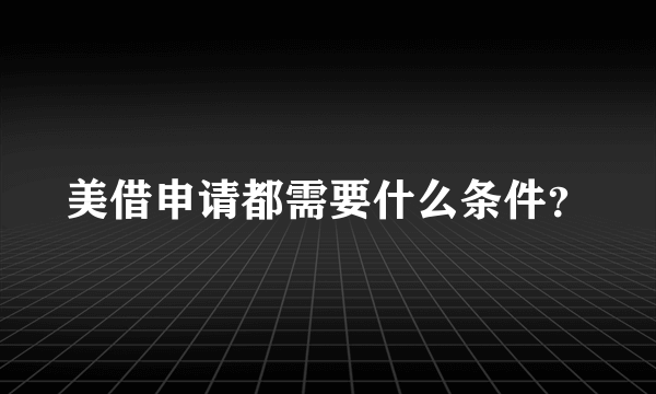 美借申请都需要什么条件？